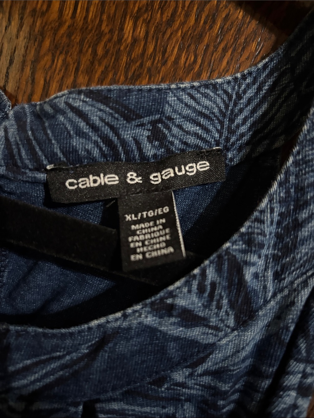 Cable & Gauge Blue Palm-Print Pleated Swing Tank - Picture 2 of 6